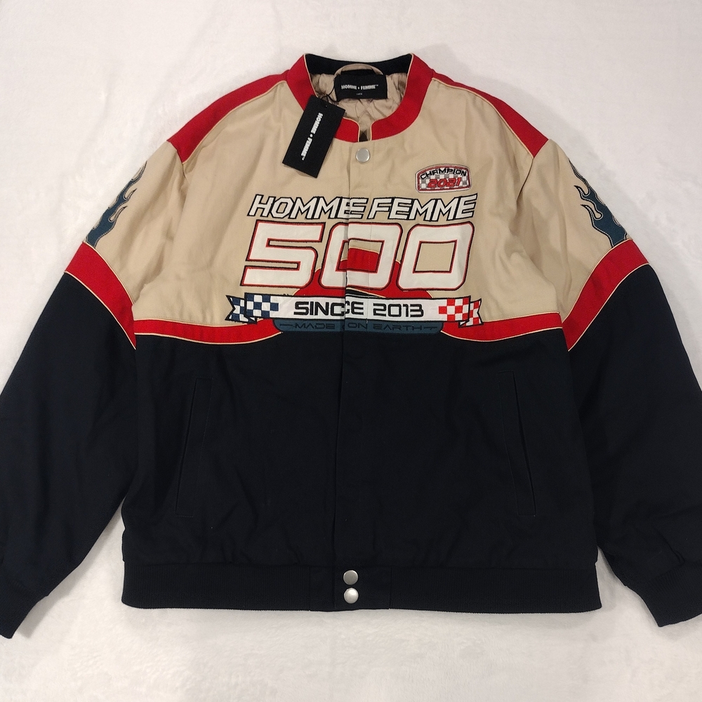 Hommes Femme Men's Varsity Jacket - Red and Black